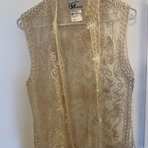 Elegant Cream Lace Vest